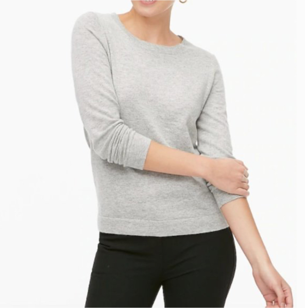 J. Crew Cotton Wool Blend Teddie Sweater Heather Dove Gray F5199 Size S